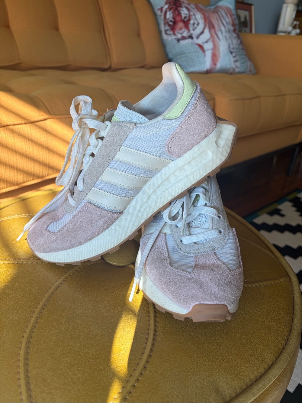adidas Retrophy E5 Womens White Pink Boost Sneakers